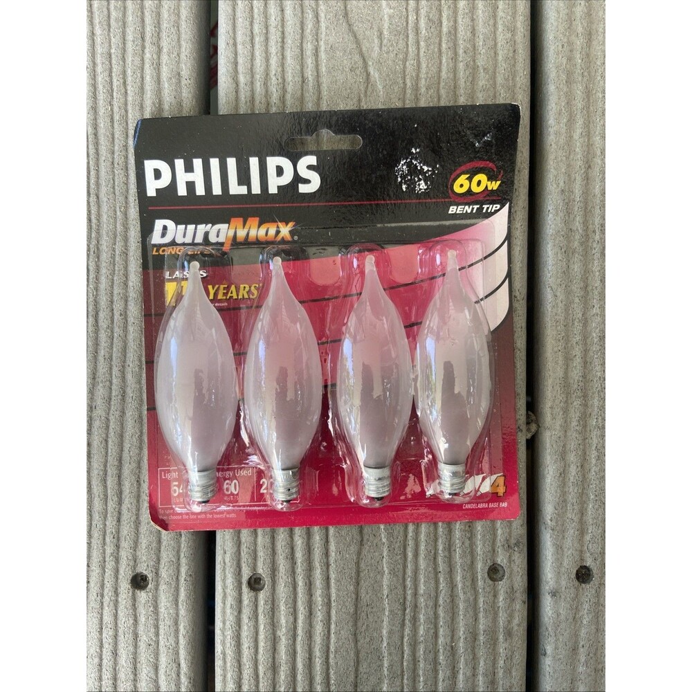 Philips DuraMax 60W Bent Tip Frosted Candelabra Base Bulb Decorative Lights